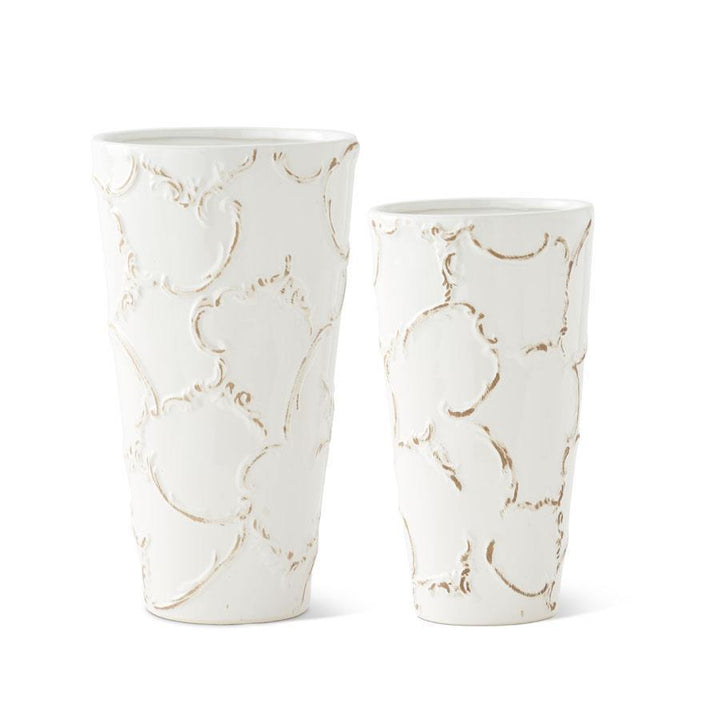 Set/2 Scroll Embossed Vases
