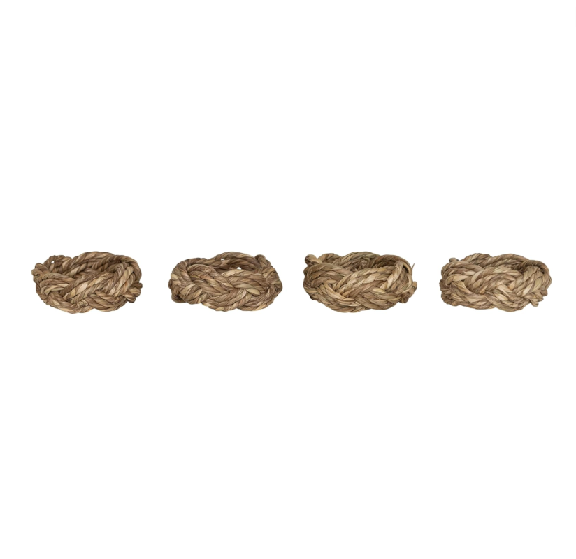 Set/4 Braided Seagrass Napkin Rings