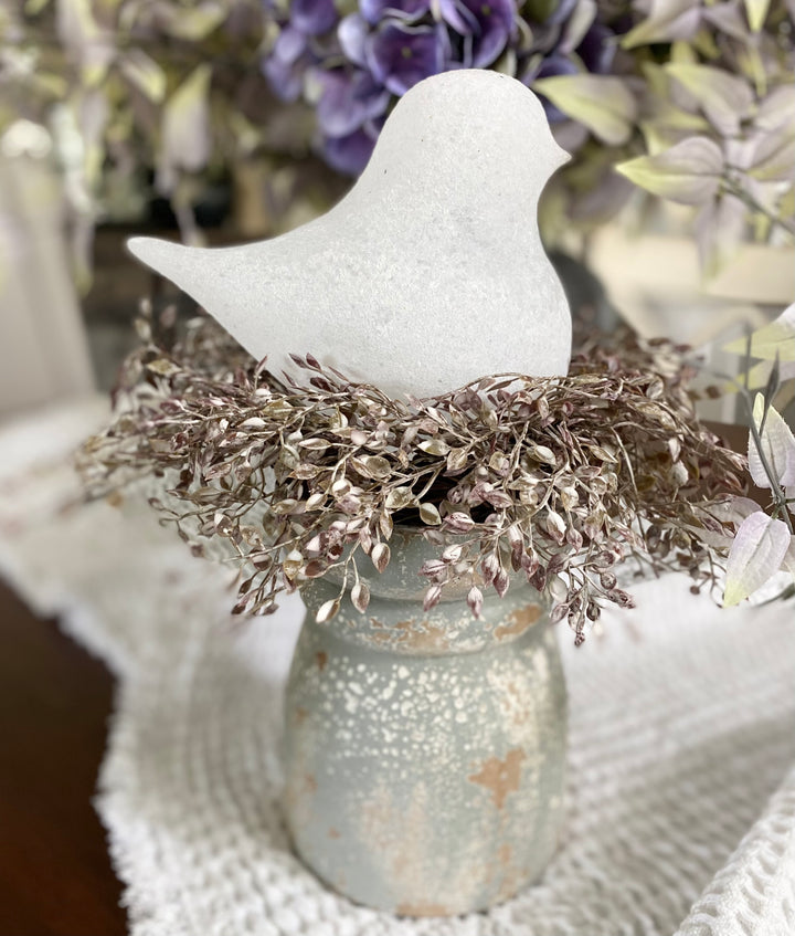 Set/2 White Frosted Glass Birds