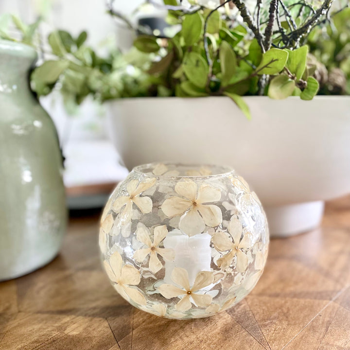 Dried Floral Glass Bowl