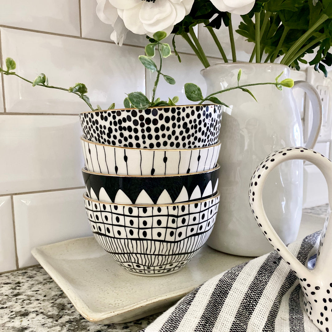 Set/4 Glitzy Stoneware Bowls