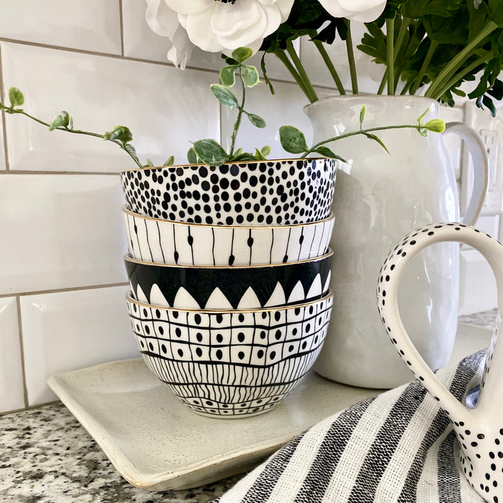 Set/4 Glitzy Stoneware Bowls