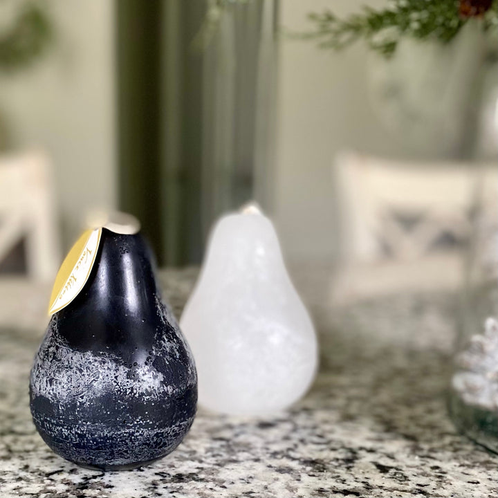 Black Pear Shaped Timber Candle