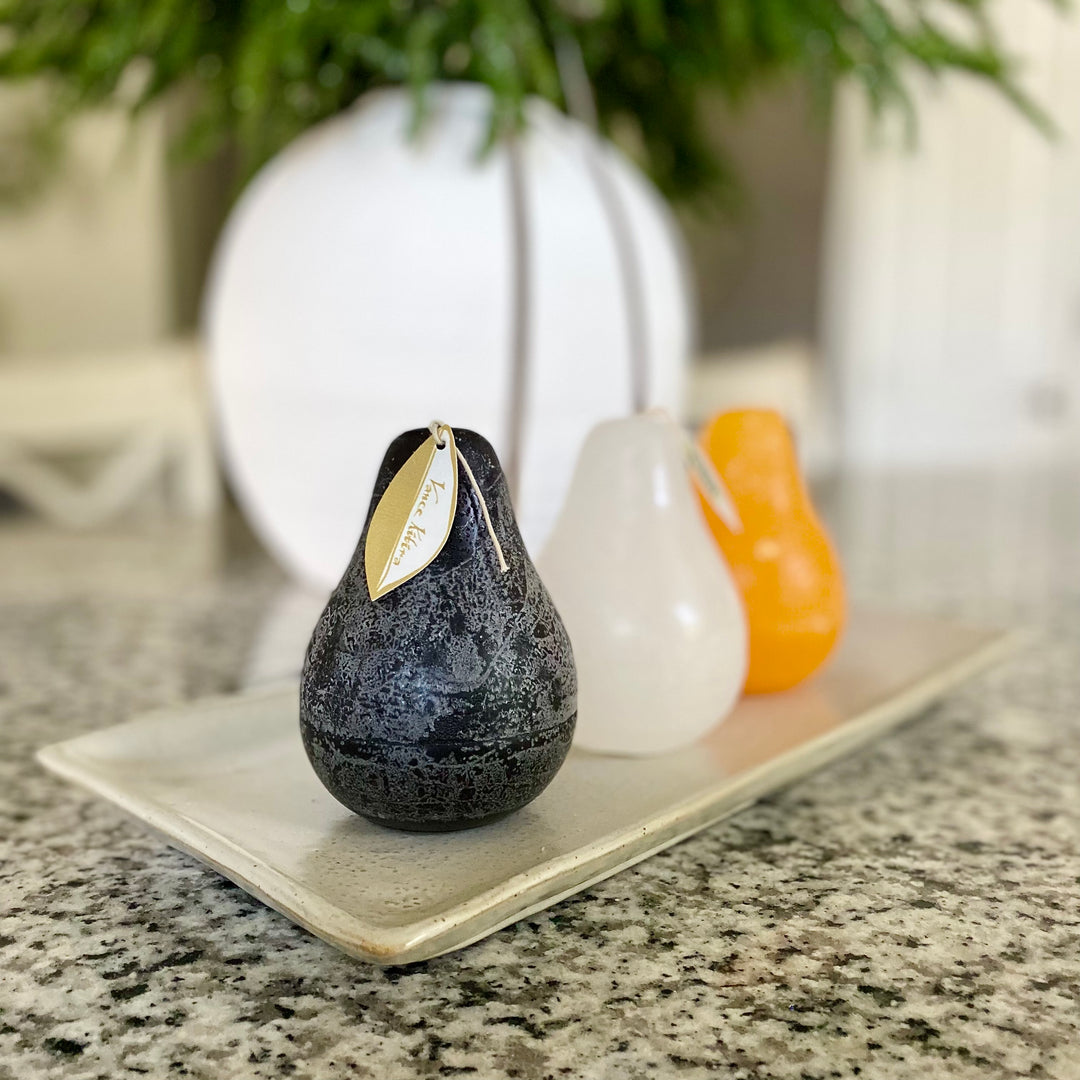Black Pear Shaped Timber Candle