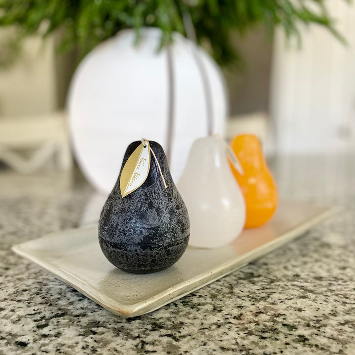 Black Pear Shaped Timber Candle