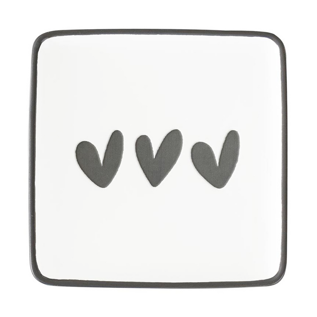 Set/4 Heart Print Appetizer Plates