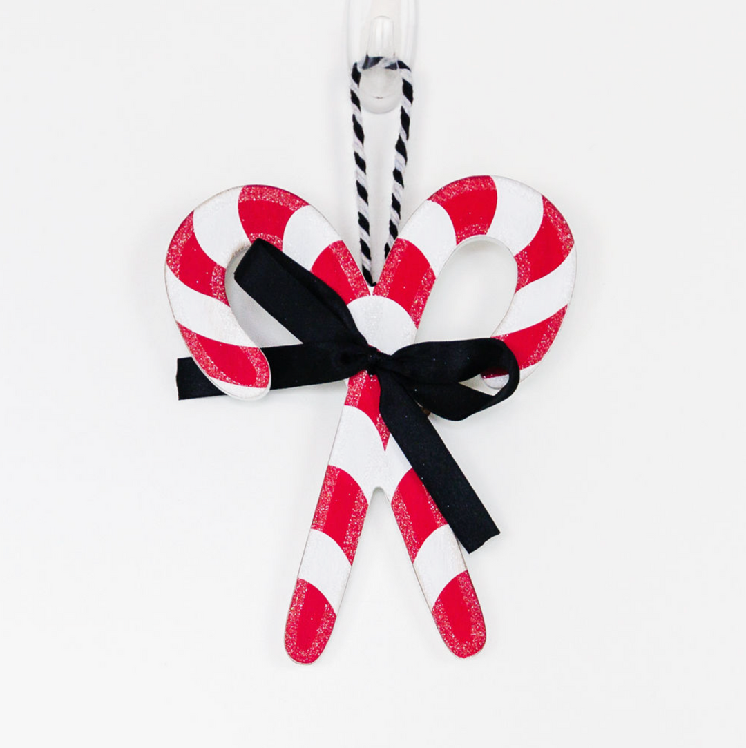 Set/4 Criss Cross Candy Cane Ornaments