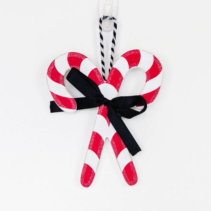 Set/4 Criss Cross Candy Cane Ornaments