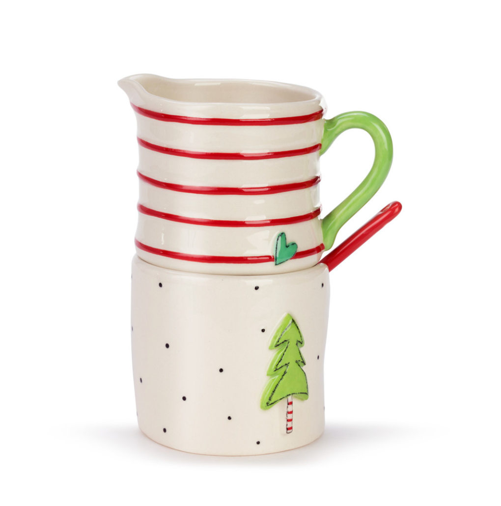 Christmas Creamer & Sugar Stacking Set