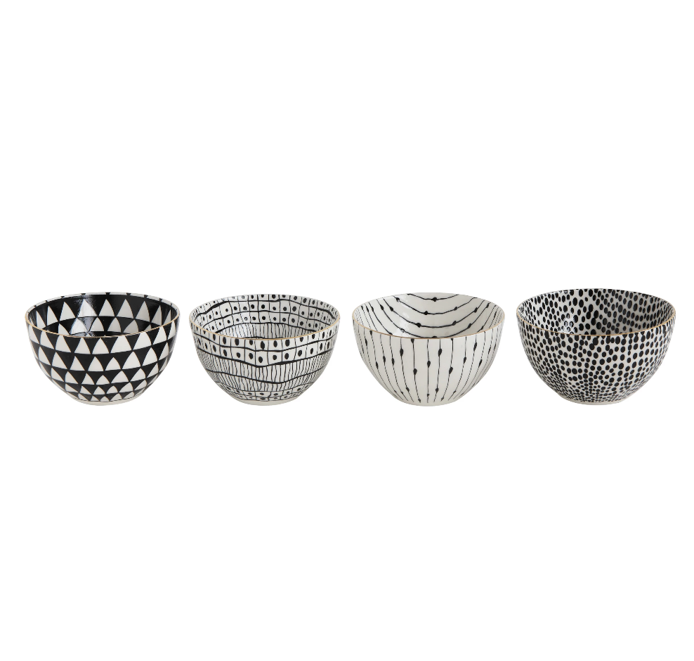 Set/4 Glitzy Stoneware Bowls