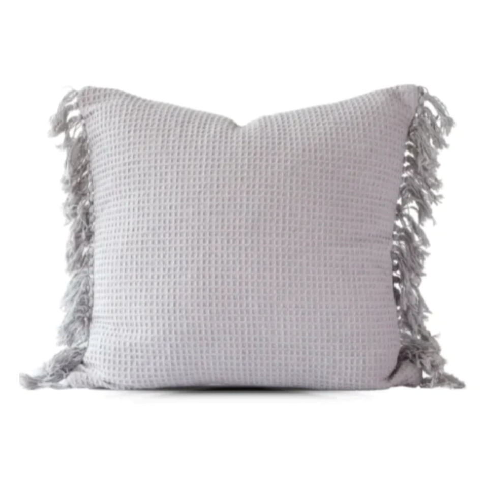 Set/3 Gray Waffle Weave Euro Pillow Covers