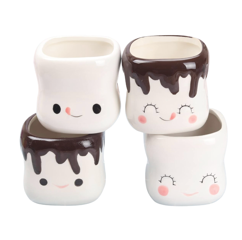 Set/4 Marshmallow Shaped Mugs