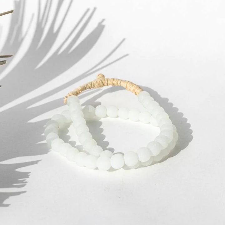 Frosted White Glass Beads