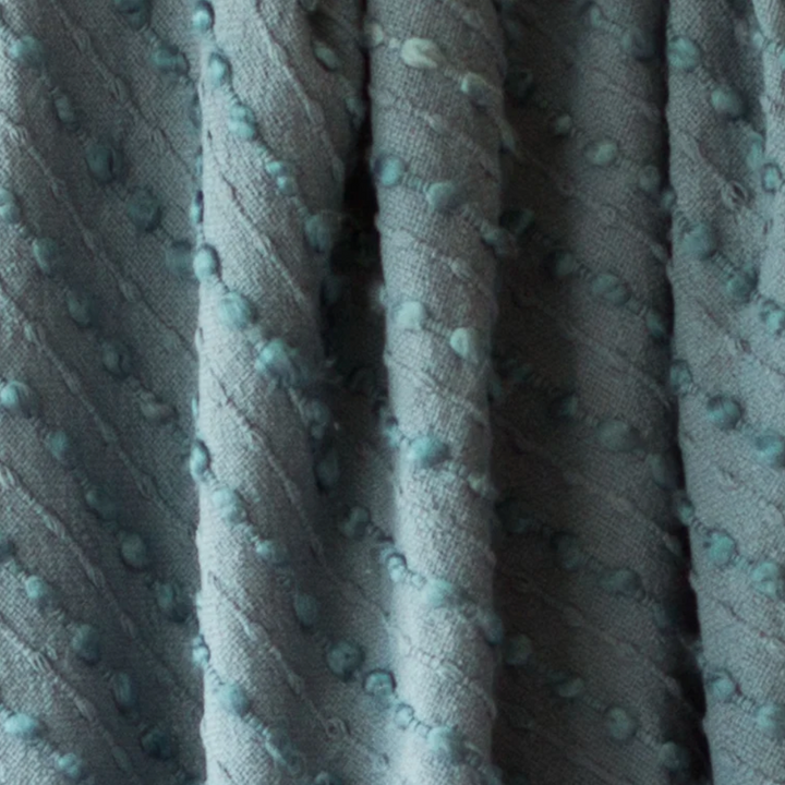 Peacock Blue Cora Corded Throw with Tassels