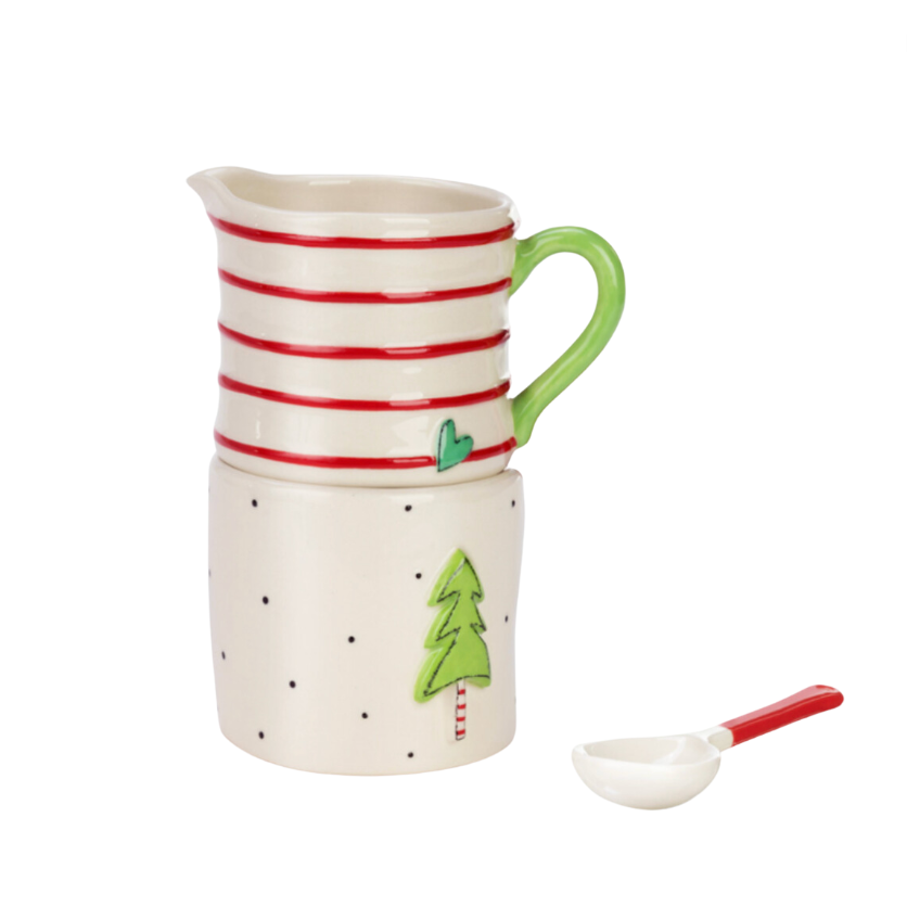 Christmas Creamer & Sugar Stacking Set