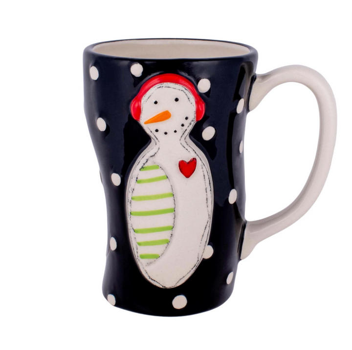 Set/2 Snowman Polka Dot Mugs