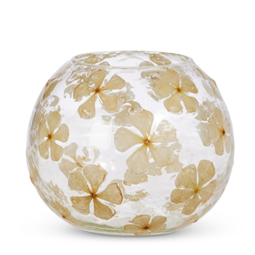 Dried Floral Glass Bowl