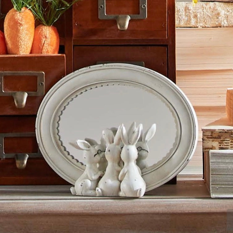 Rabbits With Glasses Mirrored Decor