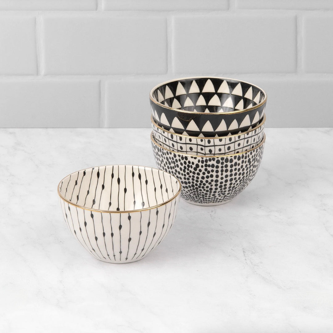 Set/4 Glitzy Stoneware Bowls