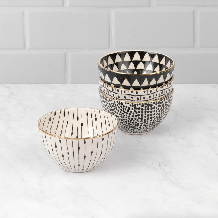 Set/4 Glitzy Stoneware Bowls