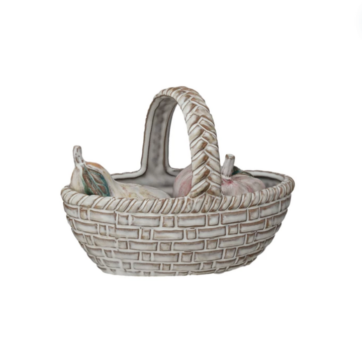 Stoneware Apple & Pear Salt and Pepper Shakers in Basket