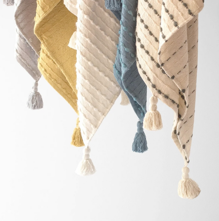 Gray Cora Corded Throw with Tassels