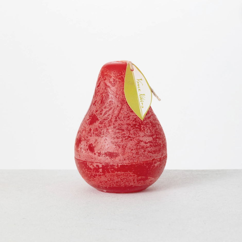 Cherry Red Pear Shaped Timber Candle