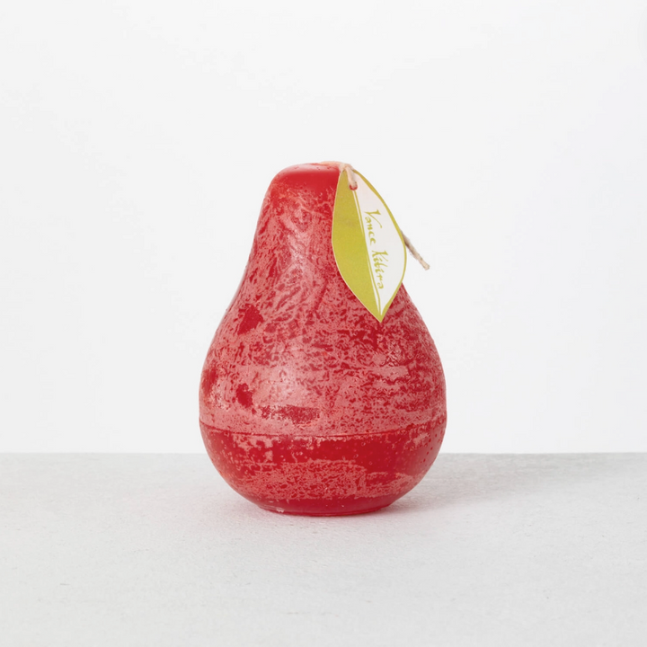 Cherry Red Pear Shaped Timber Candle