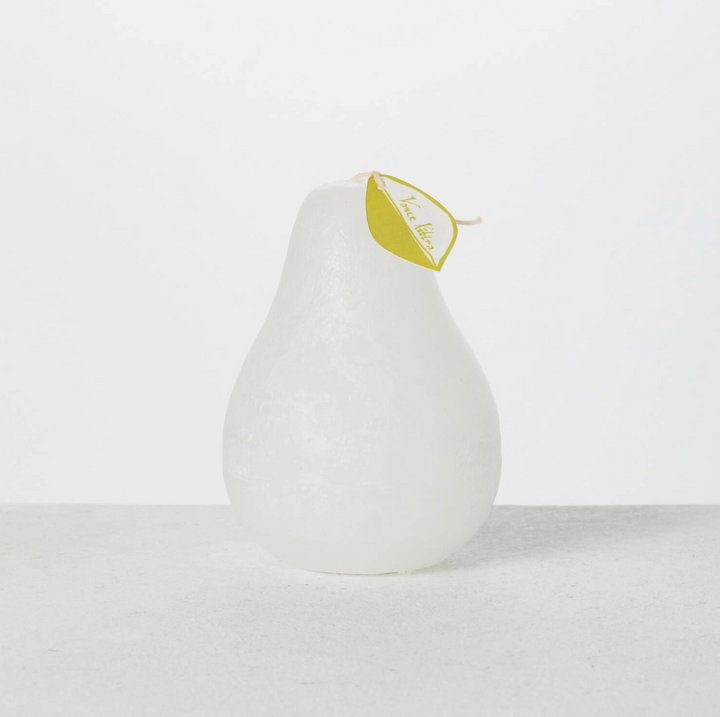 White Pear Shaped Timber Candle