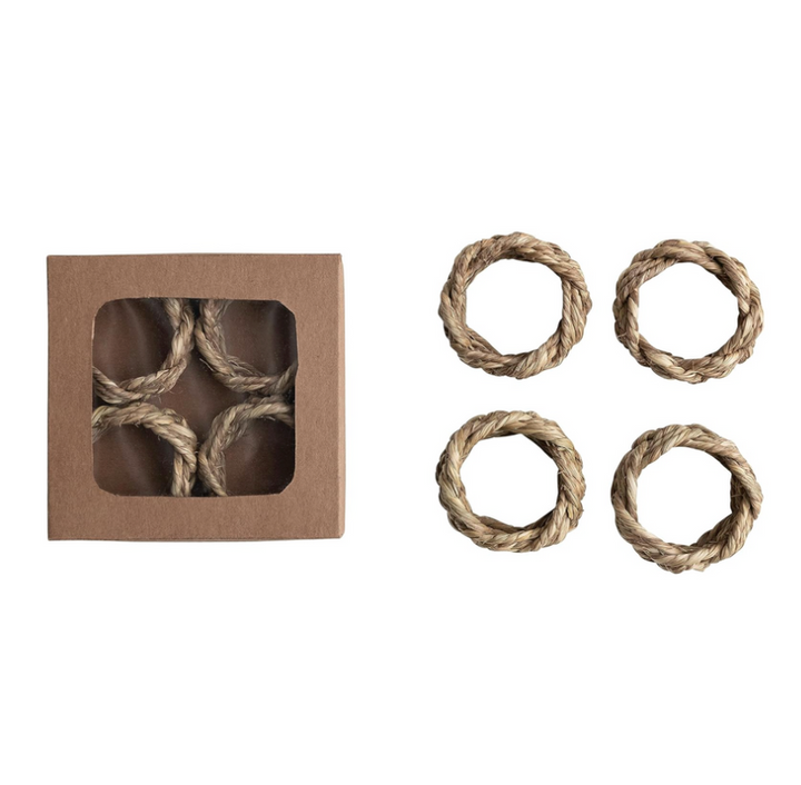 Set/4 Braided Seagrass Napkin Rings