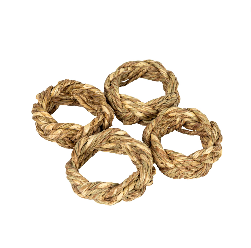 Set/4 Braided Seagrass Napkin Rings