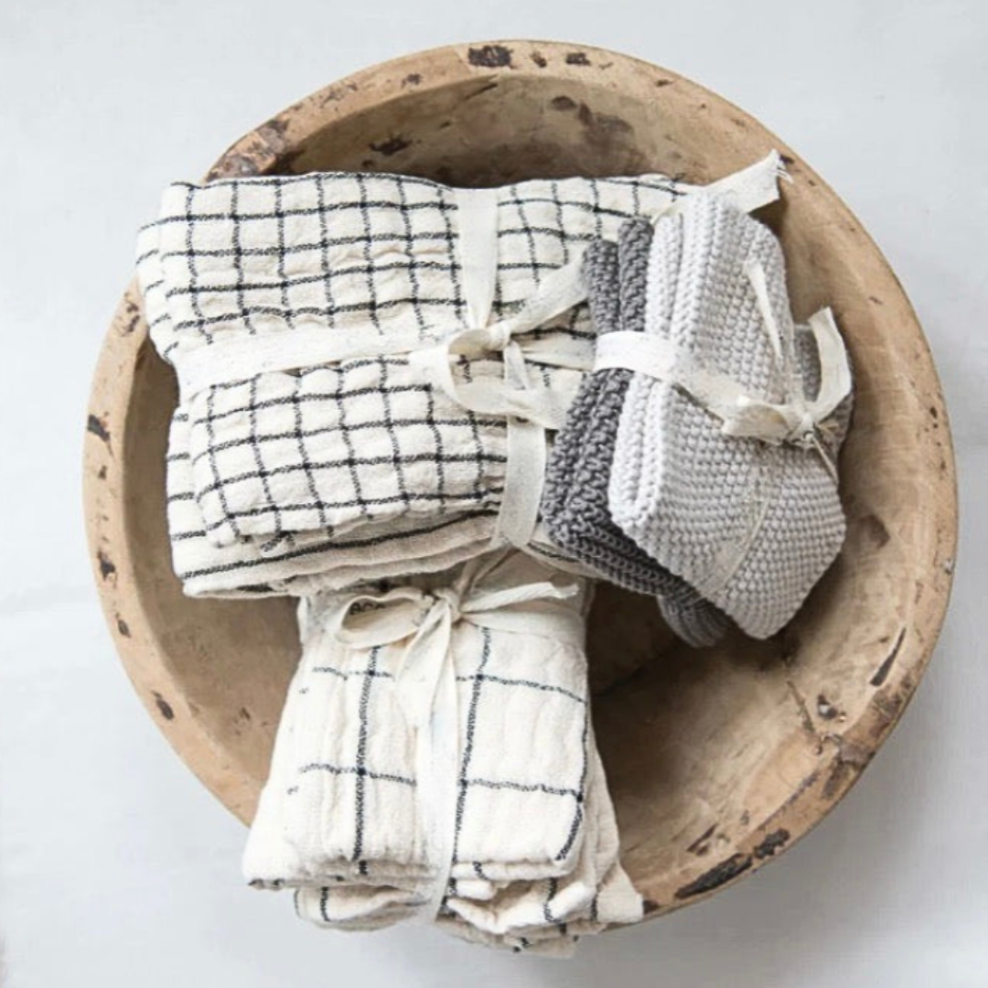 Set/4 Striped Cotton Napkins