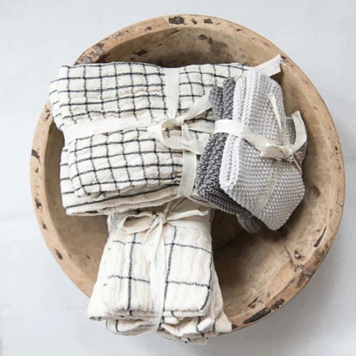 Set/4 Striped Cotton Napkins