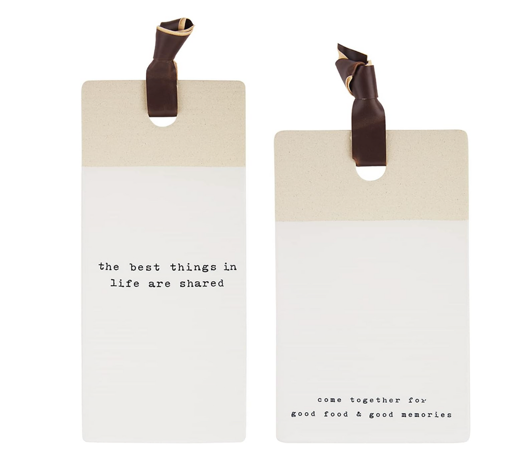 "The Best Things in Life Are Shared" Stoneware Cutting Board Set