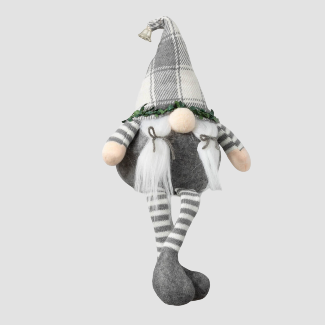 Gray Plaid Plush Gnome