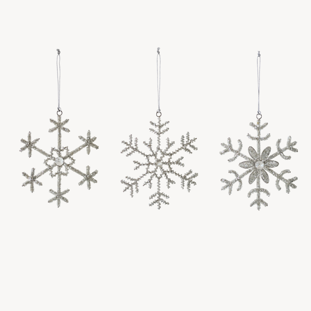 Glass Bead & Jewel Snowflake Ornaments