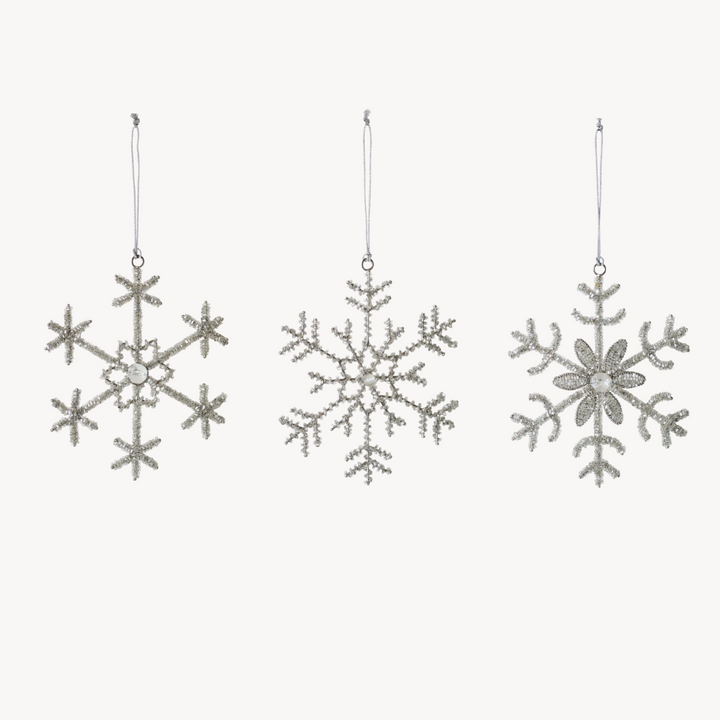 Glass Bead & Jewel Snowflake Ornaments