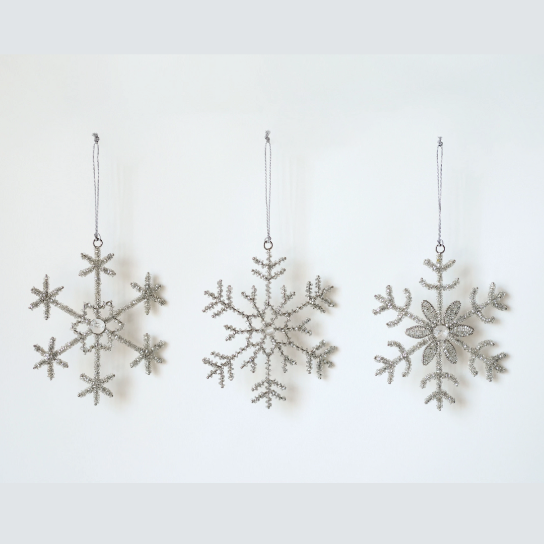 Glass Bead & Jewel Snowflake Ornaments