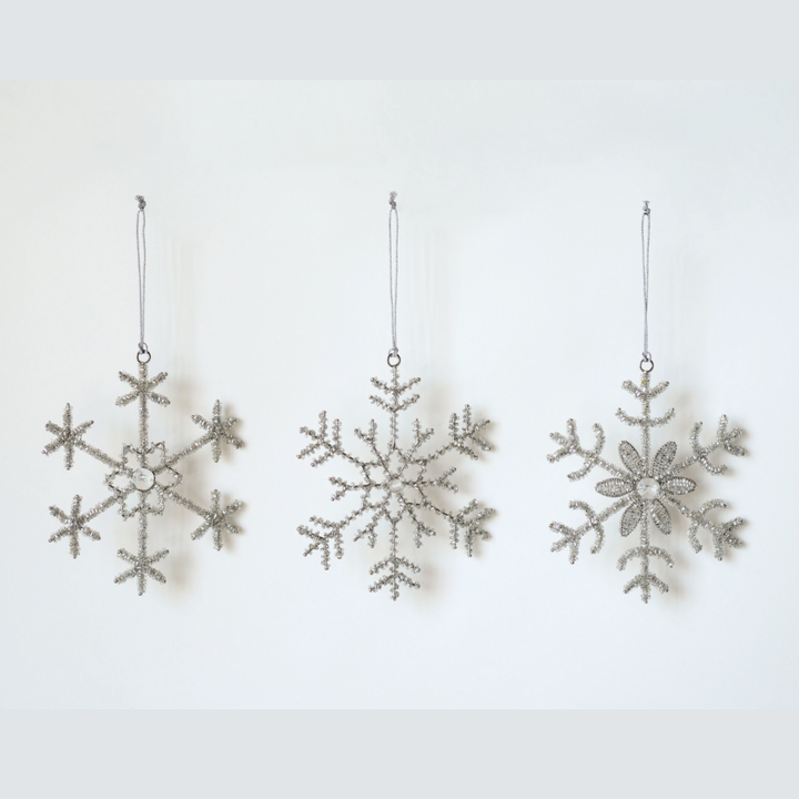 Glass Bead & Jewel Snowflake Ornaments