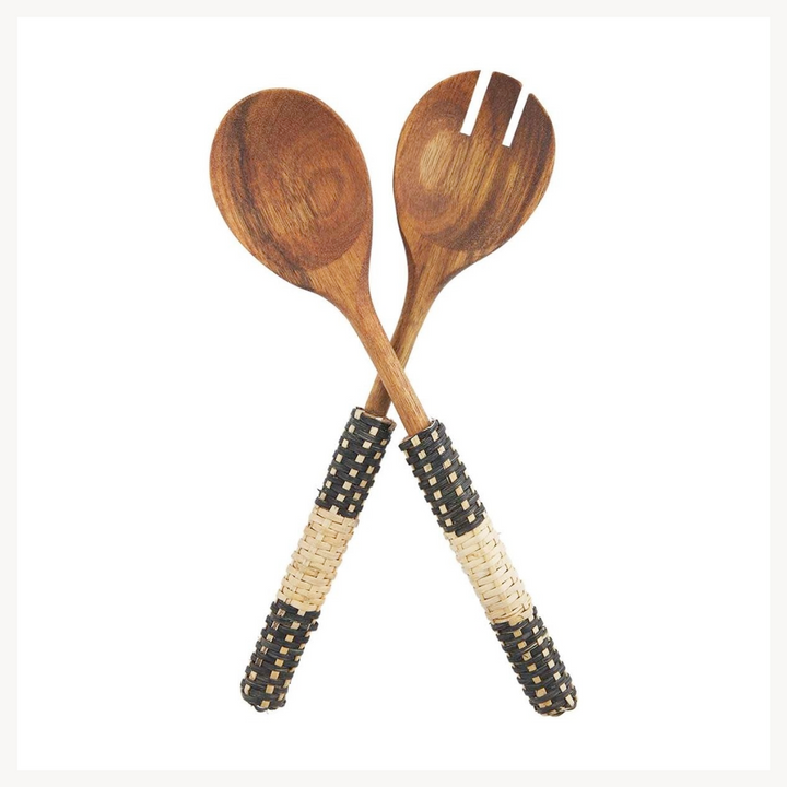 Black & Natural Woven Serving Utensils
