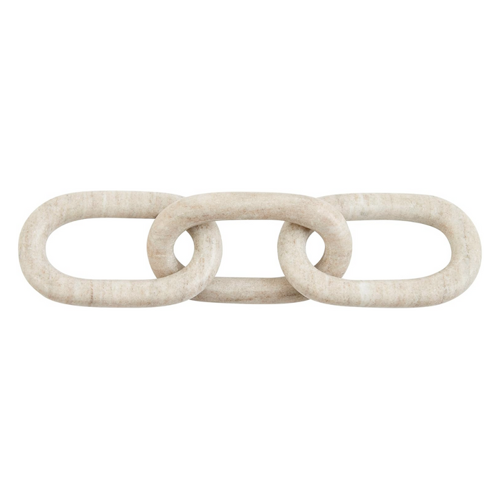 Three links of a marble decor set in assorted colors and shapes