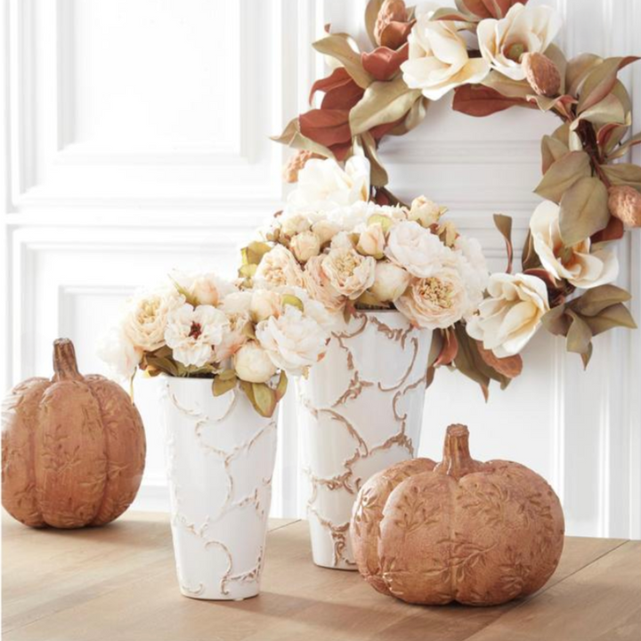 Set/2 Scroll Embossed Vases