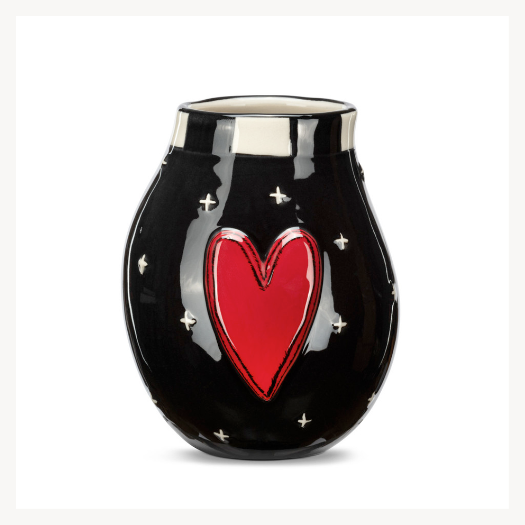 Red Heart & Black Mini Vase