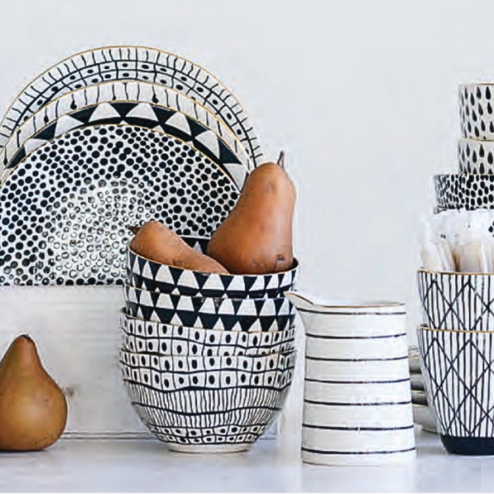 Set/4 Glitzy Stoneware Bowls