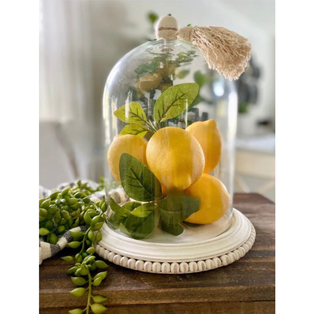 Set of 3 artificial lemons with green foliage