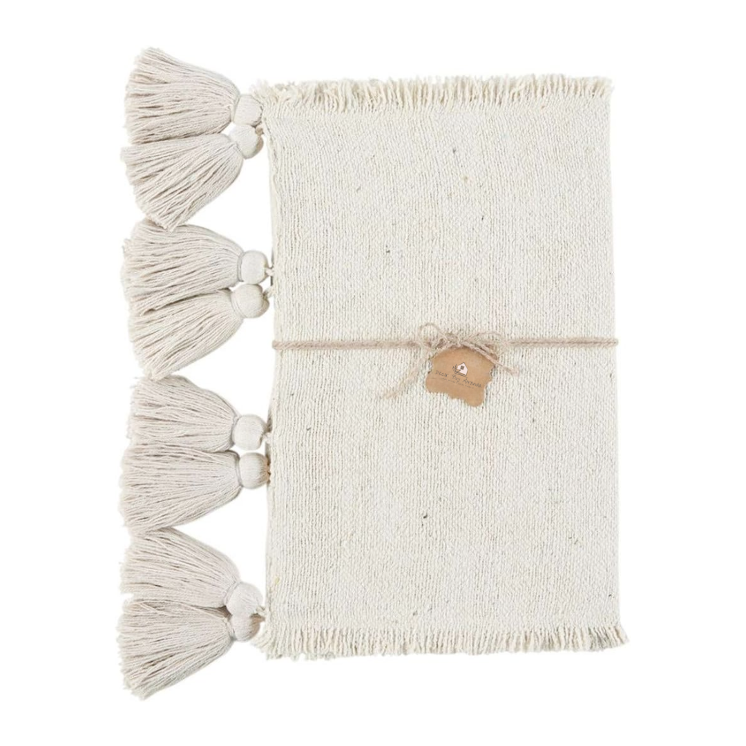 Chunky Tassel Ivory Table Runner