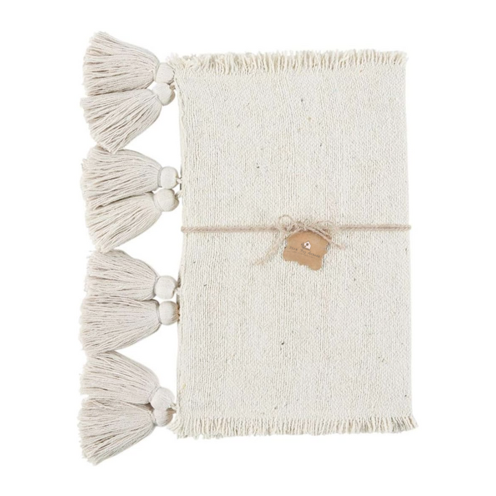 Chunky Tassel Ivory Table Runner