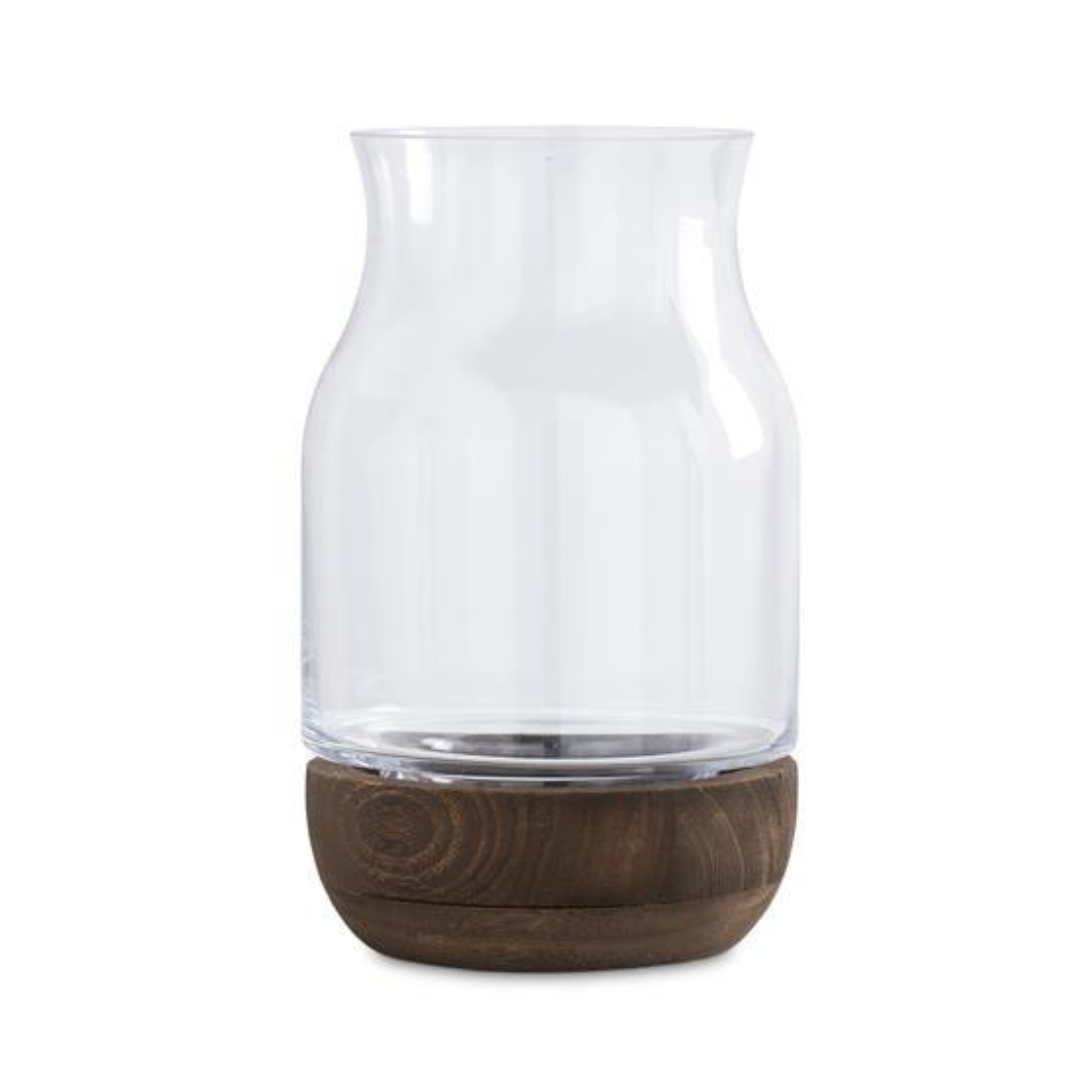 Wood Base Glass Vase