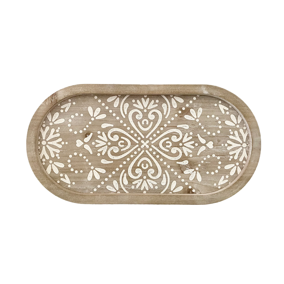 Oval Footed Wood Tray