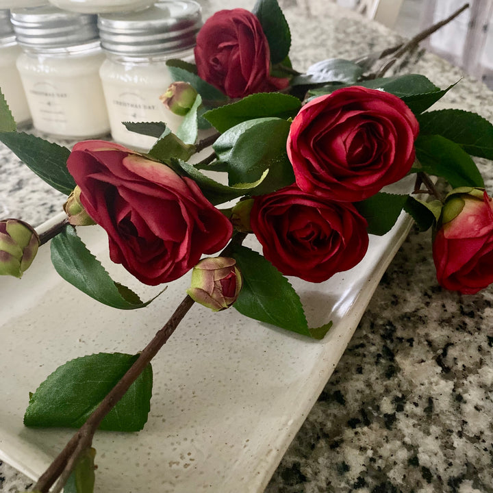 Set/3 Red Camellia Stems